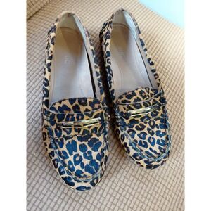 New Vionic‎ Honor Ashby Size 7 Leopard Calf Hair Driving Loafers Mocs Flats
